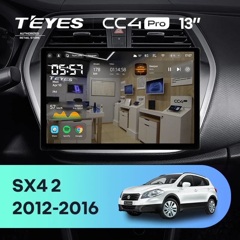 Штатная магнитола Teyes CC4 Pro 12/256 Suzuki SX4 2 (2012-2016) (13")