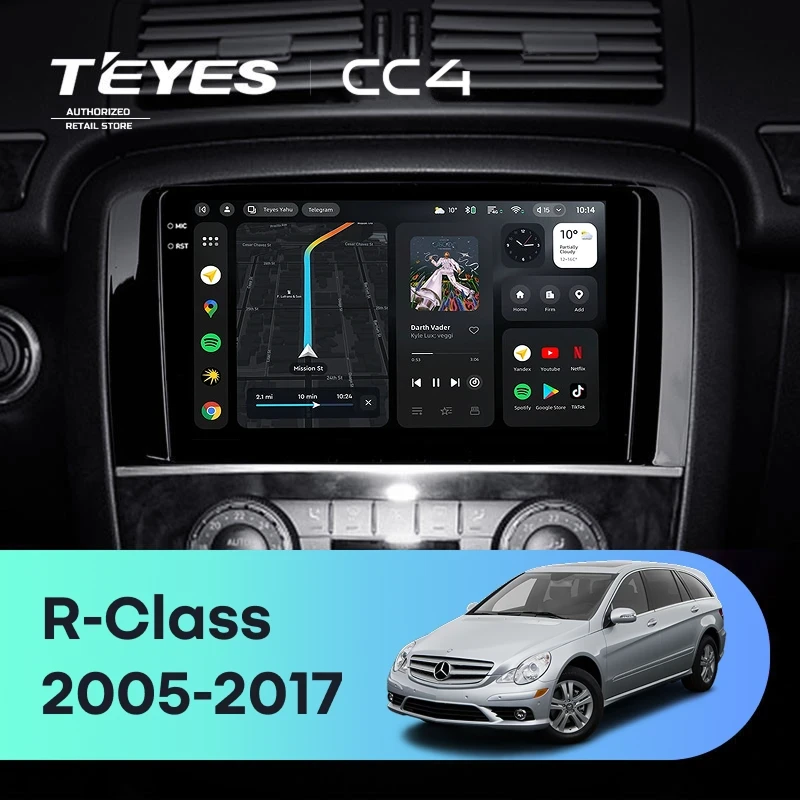 Штатная магнитола Teyes CC4 6/64 Mercedes-Benz R-Class W251 R280 R300 R320 (2005-2017) F2