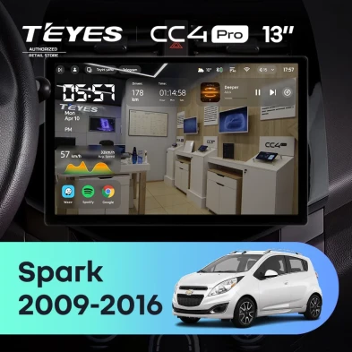 Штатная магнитола Teyes CC4 Pro 12/256 Chevrolet Spark M300 (2009-2016) F1 (13")