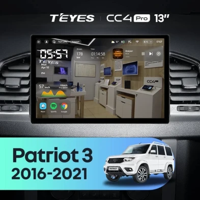 Штатная магнитола Teyes CC4 Pro 8/128 UAZ Patriot 3 (2016-2021) F2 (13")