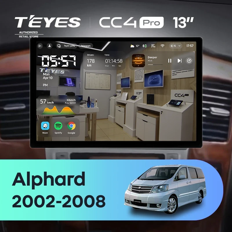 Штатная магнитола Teyes CC4 Pro 12/256 Toyota Alphard 1 H10 (2002-2005) F1 (13")