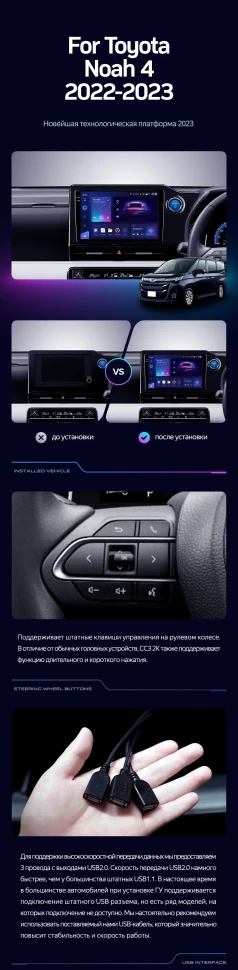 Штатная магнитола Teyes CC3 2K 4/32 Toyota Noah 4 R90 (2022-2023) Правый руль