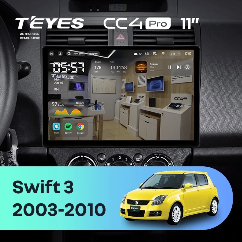 Штатная магнитола Teyes CC4 Pro 8/128 Suzuki Swift 3 (2003-2010) (11")