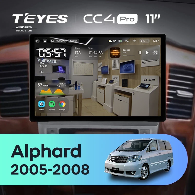 Штатная магнитола Teyes CC4 Pro 12/256 Toyota Alphard 1 H10 (2005-2008) F2 (11")