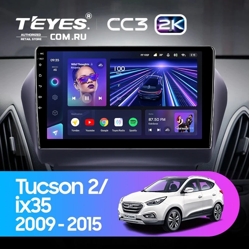 Штатная магнитола Teyes CC3 2K 6/128 Hyundai ix35 (2009-2015) (Tucson 2) Тип-AB (10")