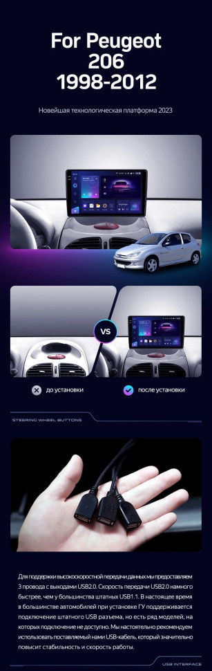 Штатная магнитола Teyes CC3L 4/32 Peugeot 206 T13 T16 T12 (1998-2012) F2