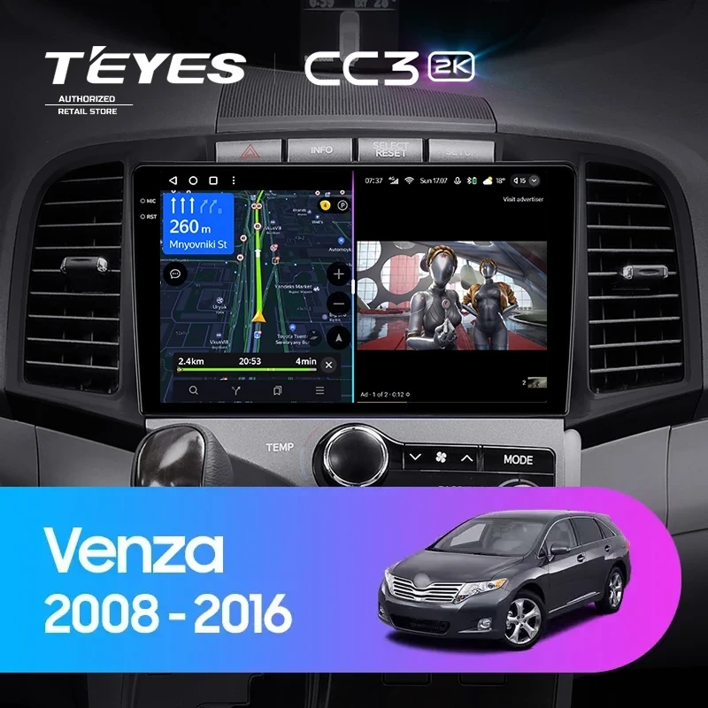 Штатная магнитола Teyes CC3 2K 360 6/128 Toyota Venza (2008-2016)