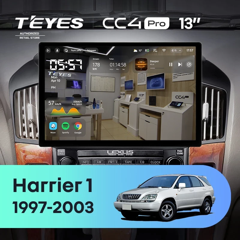 Штатная магнитола Teyes CC4 Pro 8/128 Toyota Harrier 1 (XU10) (1997-2003) F1 (13")