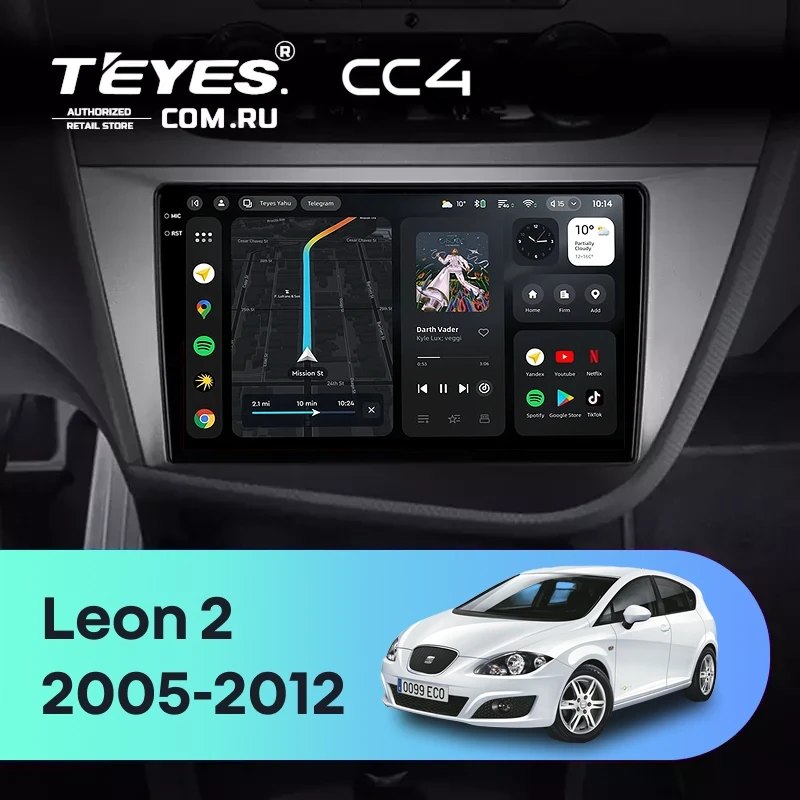 Штатная магнитола Teyes CC4 6/64 Seat Leon 2 (2005-2012) F2