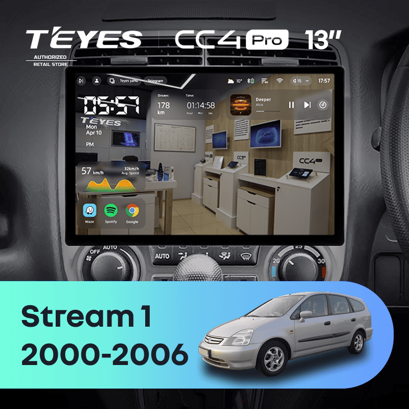 Штатная магнитола Teyes CC4 Pro 12/256 Honda Stream 1 (2000-2006) F2 (13")