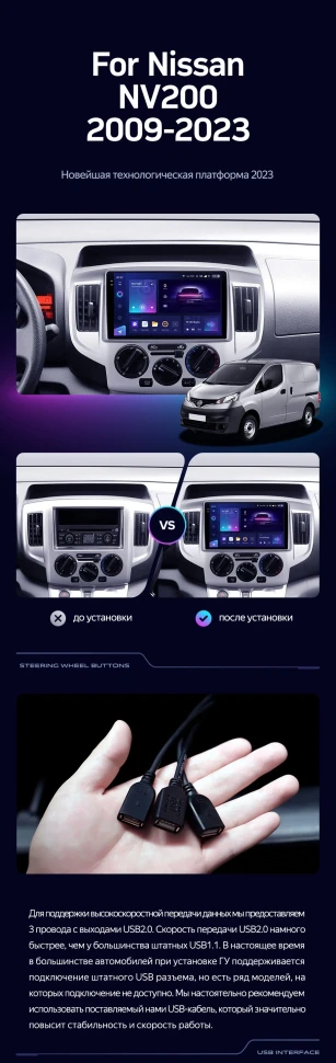 Штатная магнитола Teyes CC3 2K 6/128 Nissan NV200 M20 (2009-2023) F1