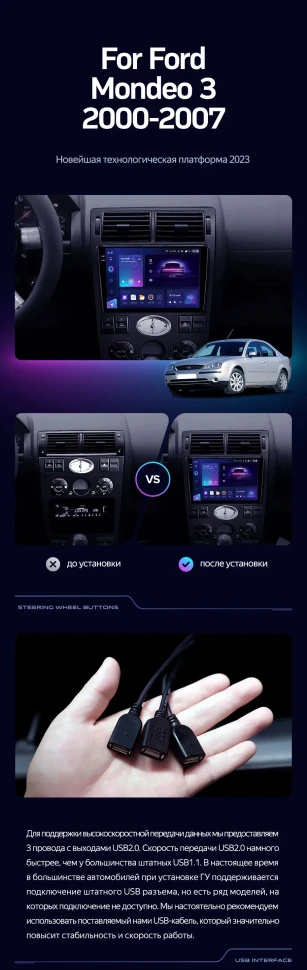 Штатная магнитола Teyes CC3 2K 4/64 Ford Mondeo 3 (2000-2007) F1