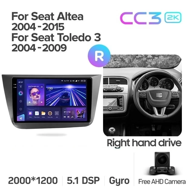 Штатная магнитола Teyes CC3 2K 360 6/128 Seat Altea 5P (2004-2015) Правый руль