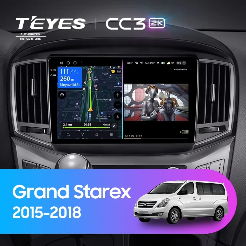 Штатная магнитола Teyes CC3 2K 4/32 Hyundai Grand Starex (2015-2018) F2