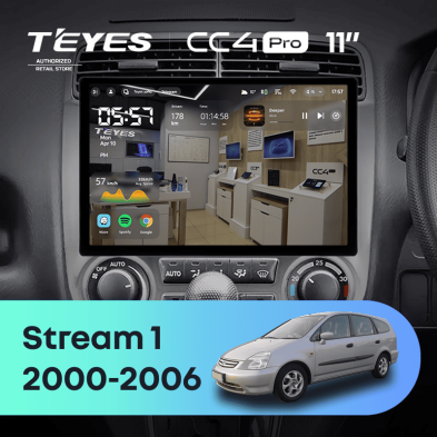 Штатная магнитола Teyes CC4 Pro 8/128 Honda Stream 1 (2000-2006) F2 (11")