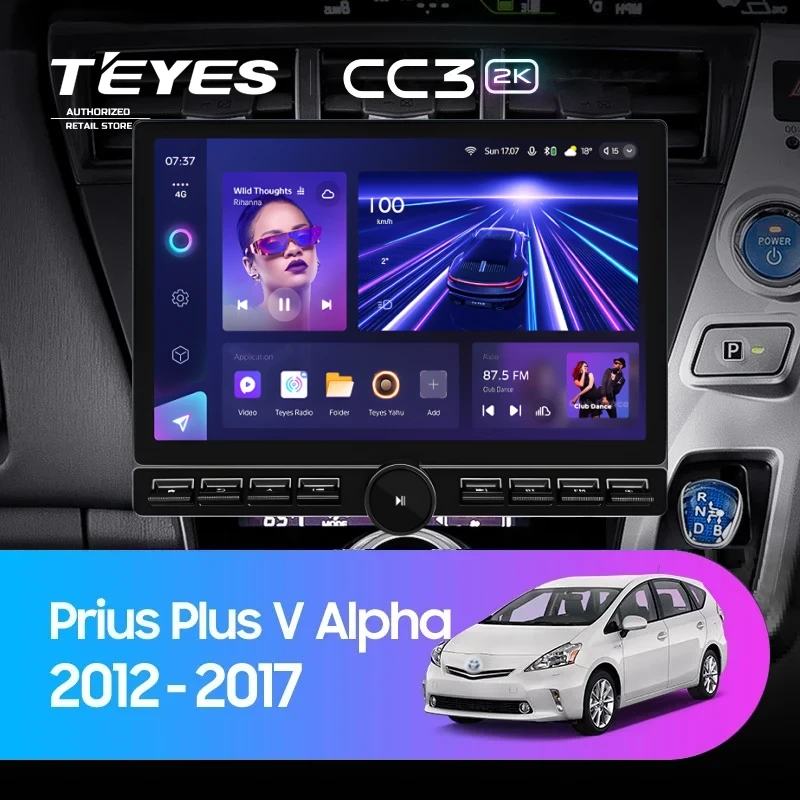 Штатная магнитола Teyes CC3 2K 6/128 Toyota Prius Plus V Alpha (2012-2017) Правый руль (13" с кнопками)