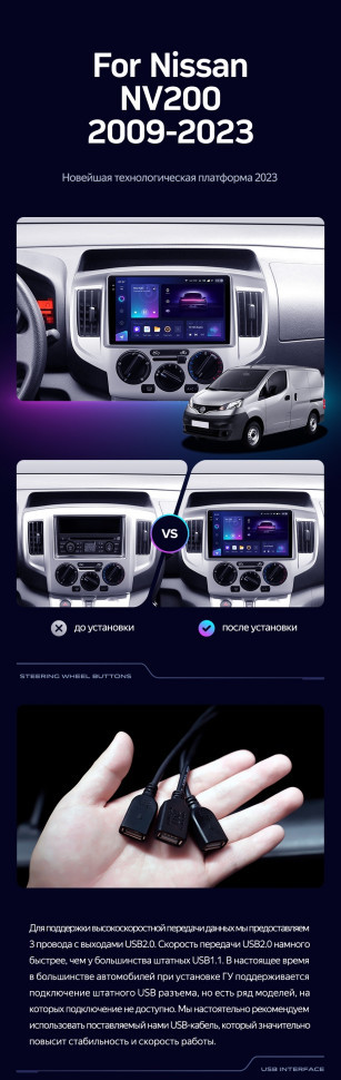 Штатная магнитола Teyes CC3L 4/64 Nissan NV200 M20 (2009-2023) F1