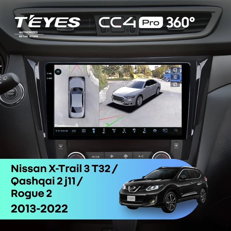 Штатная магнитола Teyes CC4 Pro 360 8/128 Nissan Rogue 2 (2013-2022) F3 Тип-C