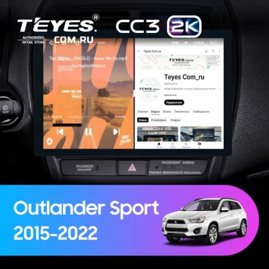 Штатная магнитола Teyes CC3 2K 4/64 Mitsubishi Outlander Sport (2015-2026) Тип-A (13")