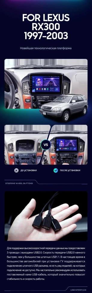 Штатная магнитола Teyes CC3 4/32 Lexus RX300 XU10 (1997-2003) F1