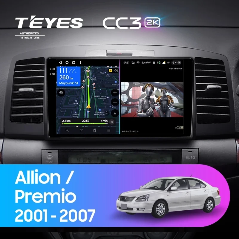 Штатная магнитола Teyes CC3 2K 4/64 Toyota Allion (2001-2007)