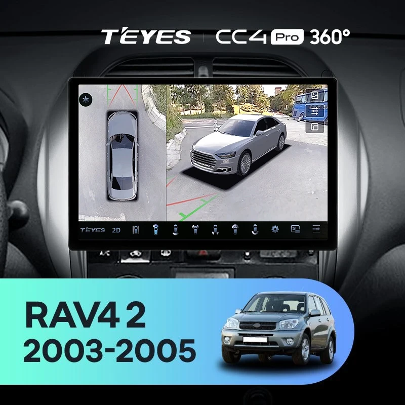 Штатная магнитола Teyes CC4 Pro 360 8/128 Toyota RAV4 2 CA20 CA20W XA20 (2003-2005) F4 (13")