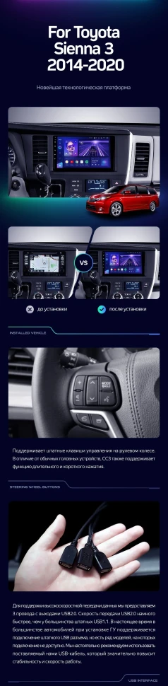 Штатная магнитола Teyes CC3 2K 4/32 Toyota Sienna 3 XL30 (2014-2020)