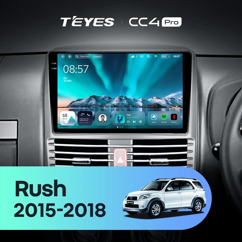 Штатная магнитола Teyes CC4 Pro 12/256 Toyota Rush (2015-2018) Правый руль