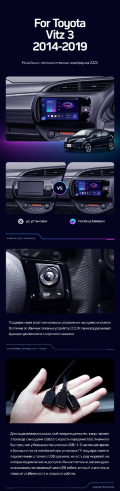 Штатная магнитола Teyes CC3 2K 360 6/128 Toyota Vitz III XP130 (2014-2019) Правый руль