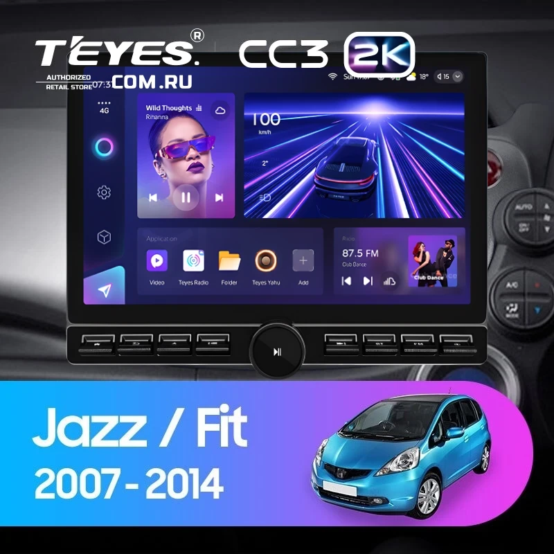 Штатная магнитола Teyes CC3 2K 6/128 Honda Jazz 2 GG (2007-2014) Правый руль (13" с кнопками)