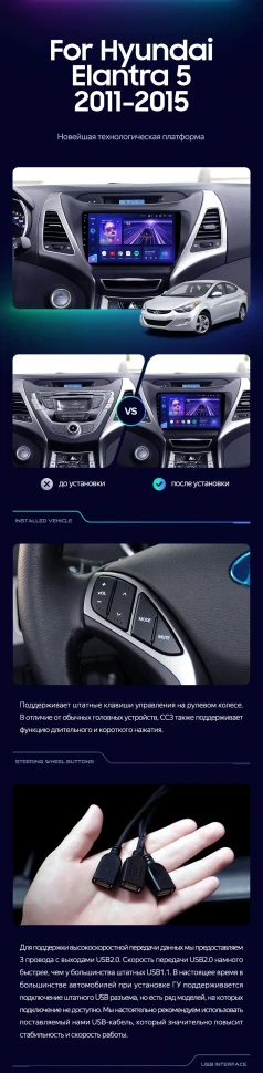 Штатная магнитола Teyes CC3L 4/32 Hyundai Elantra 5 JK GD MD UD (2010-2016) F1