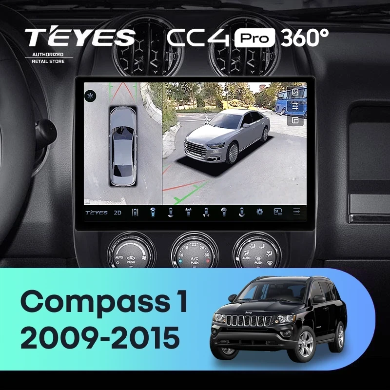Штатная магнитола Teyes CC4 Pro 360 8/128 Jeep Compass 1 MK (2009-2015) (11")