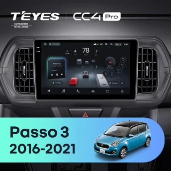 Штатная магнитола Teyes CC4 Pro 8/128 Toyota Passo 3 (2016-2021) Правый руль