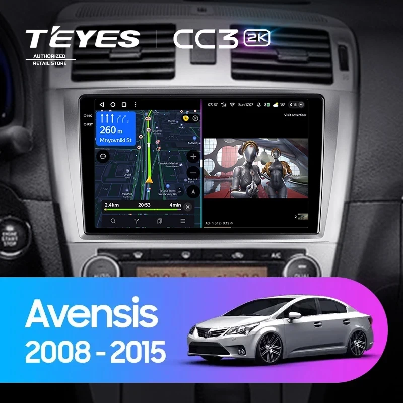 Штатная магнитола Teyes CC3 2K 6/128 Toyota Avensis 3 (2008-2015) F1