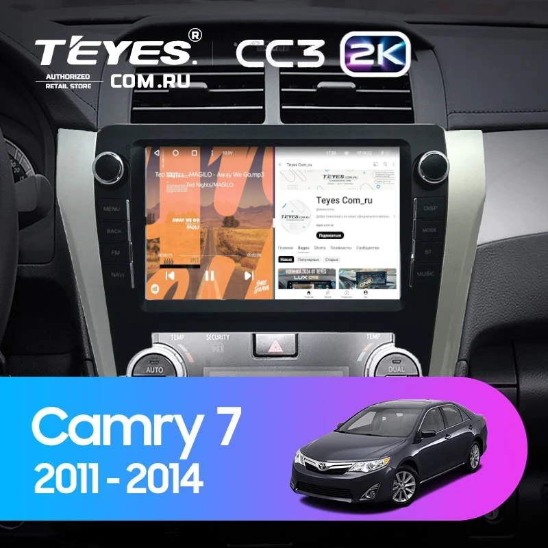 Штатная магнитола Teyes CC3 2K 360 6/128 Toyota Camry 7 XV 50 55 (2011-2014) F3 с кнопками