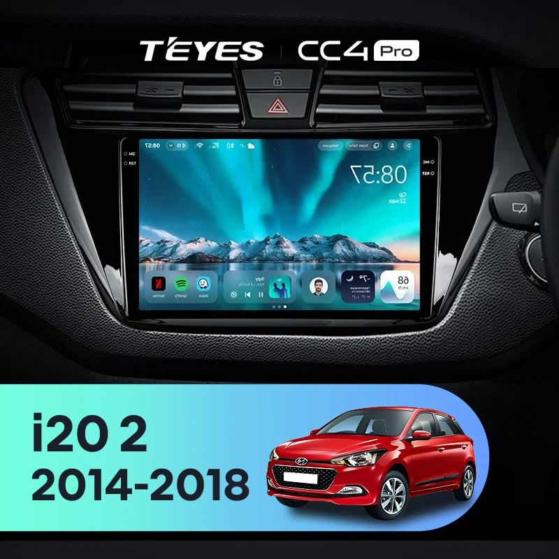 Штатная магнитола Teyes CC4 Pro 12/256 Hyundai i20 2 GB (2014-2018) Правый руль