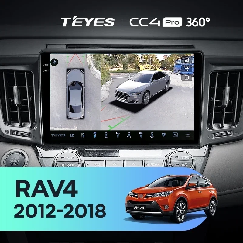 Штатная магнитола Teyes CC4 Pro 360 8/128 Toyota RAV4 4 XA40 5 XA50 (2012-2018) Правый руль