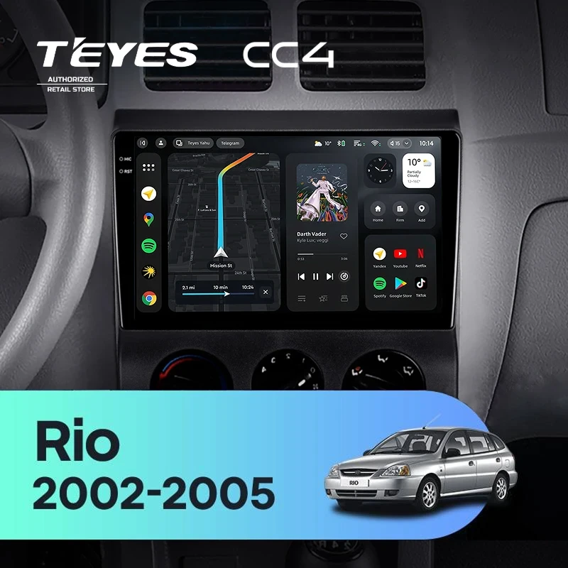 Штатная магнитола Teyes CC4 8/128 Kia Rio 1 (2002-2005)