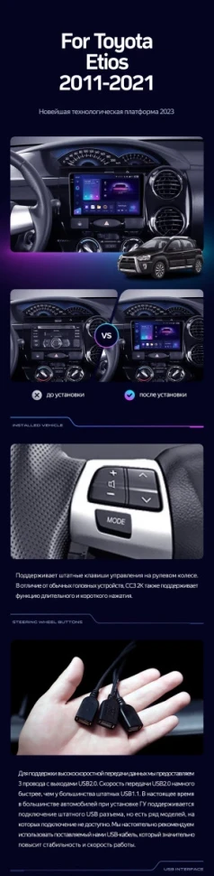 Штатная магнитола Teyes CC3 2K 4/64 Toyota Etios (2011-2021)