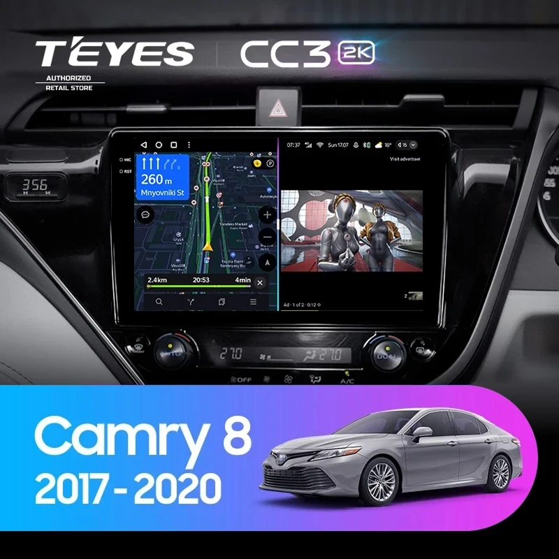 Штатная магнитола Teyes CC3 2K 4/64 Toyota Camry 8 XV 70 (2017-2020) Правый руль