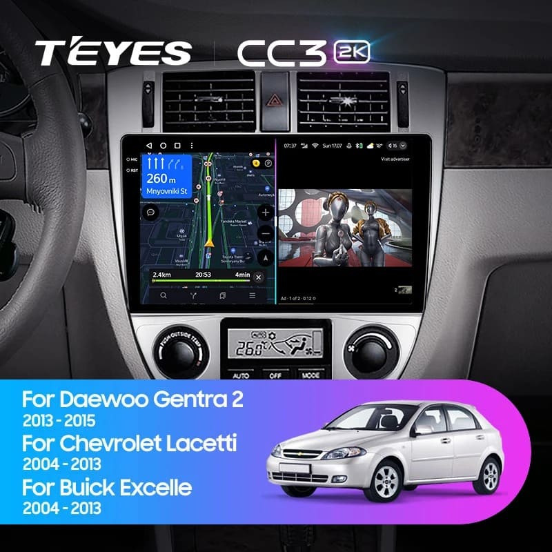 Штатная магнитола Teyes CC3 2K 360 6/128 Chevrolet Lacetti J200 (2004-2013) F2 Тип-B