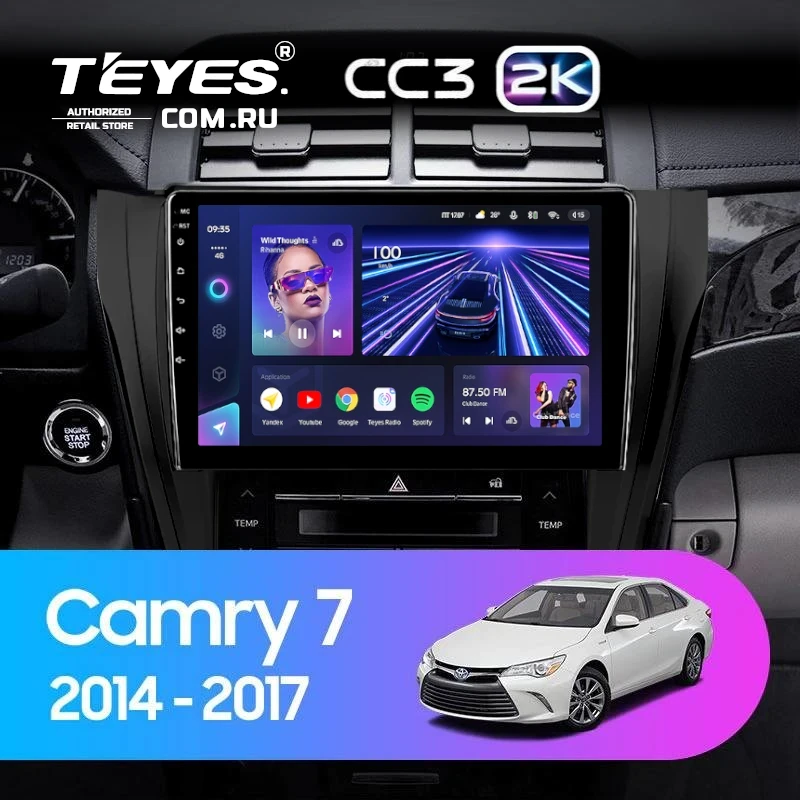 Штатная магнитола Teyes CC3 2K 4/32 Toyota Camry 7 XV 50 55 (2014-2017) (черная) F2