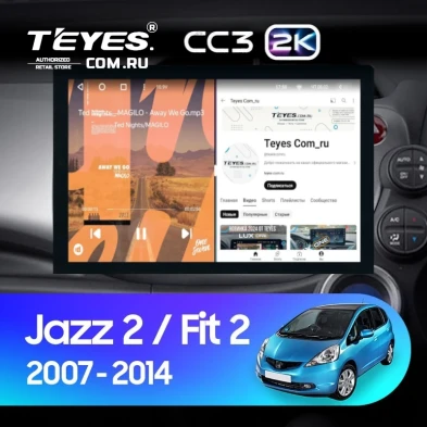 Штатная магнитола Teyes CC3 2K 4/64 Honda Jazz 2 GG (2007-2014) Правый руль (13")