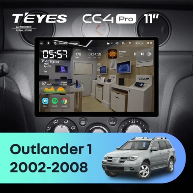 Штатная магнитола Teyes CC4 Pro 12/256 Mitsubishi Outlander 1 (2002-2008) F2 (11")
