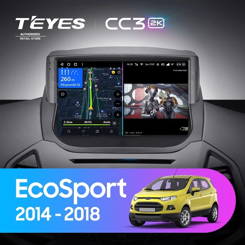 Штатная магнитола Teyes CC3 2K 4/64 Ford EcoSport (2014-2018) F1