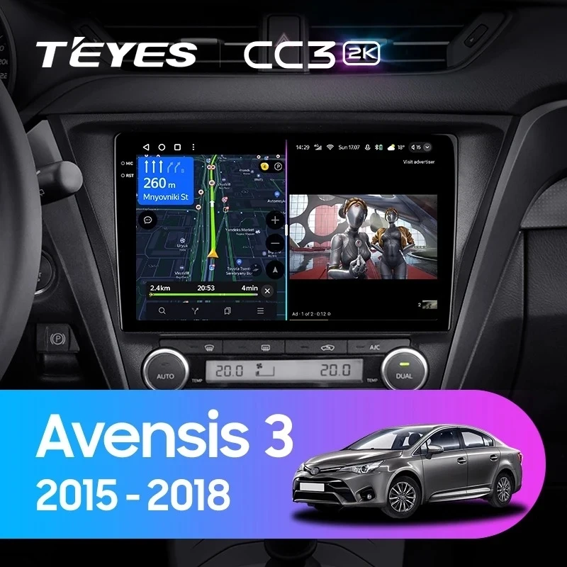 Штатная магнитола Teyes CC3 2K 4/32 Toyota Avensis 3 (2015-2018) F2