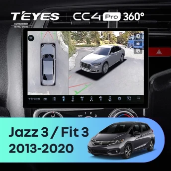 Штатная магнитола Teyes CC4 Pro 360 8/128 Honda Jazz 3 (2015-2020) Тип-B Правый руль (13")