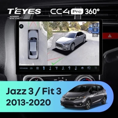 Штатная магнитола Teyes CC4 Pro 360 8/128 Honda Jazz 3 (2015-2020) Тип-B Правый руль (13")