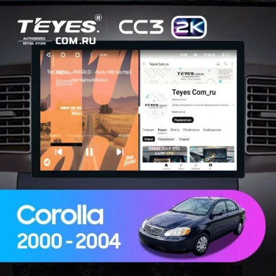 Штатная магнитола Teyes CC3 2K 4/64 Toyota Corolla E130 E120 (2000-2004) (11")