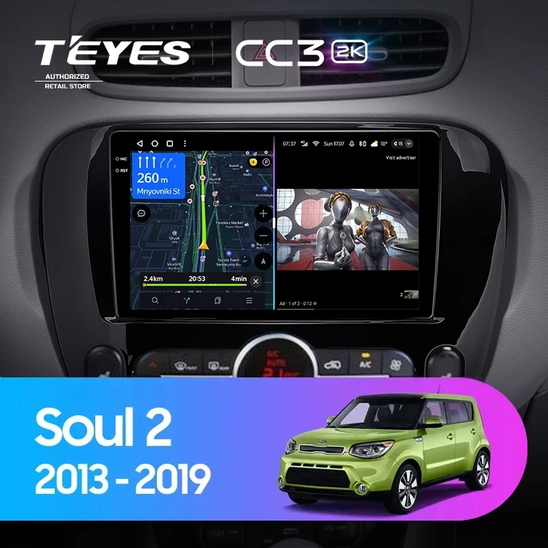 Штатная магнитола Teyes CC3 2K 360 6/128 Kia Soul 2 PS (2013-2019) Тип-A